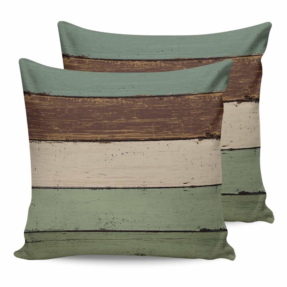 1379 Throw Pillow Covers 26 x 26 Inches Set of 2 Vintage Sage Green Brown